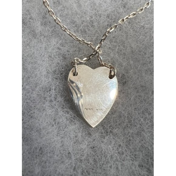 Gucci Silver Engraved Heart Trademark Necklace - Picture 7 of 9